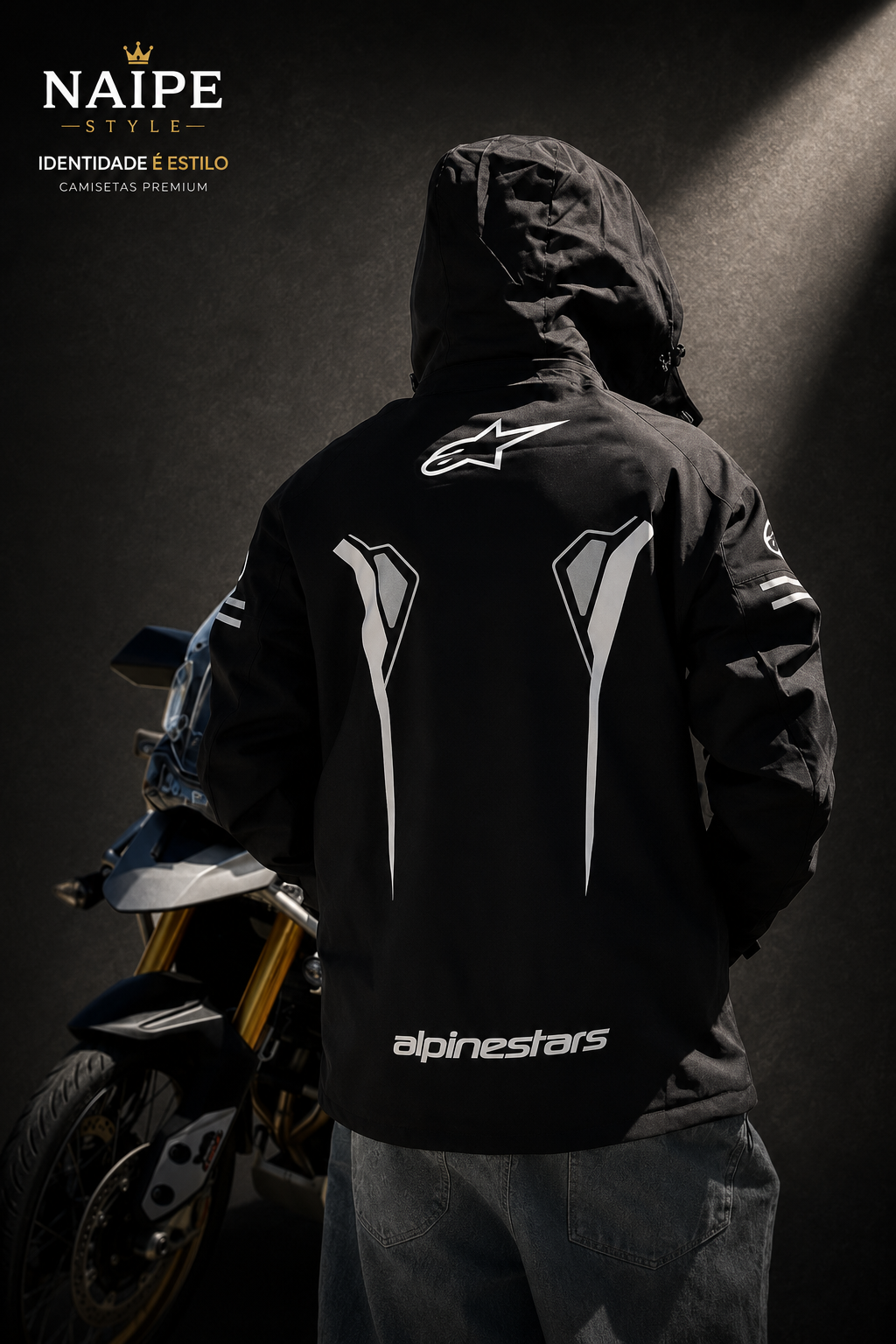 Jaqueta Alpinestars Preta e Cinza com Capuz Forrada Peluciada