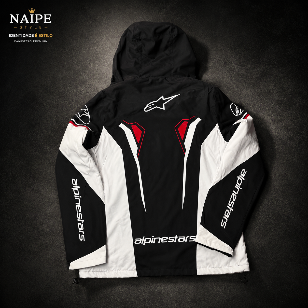 Jaqueta Alpinestars Vermelha Branca com Capuz Forrada Peluciada