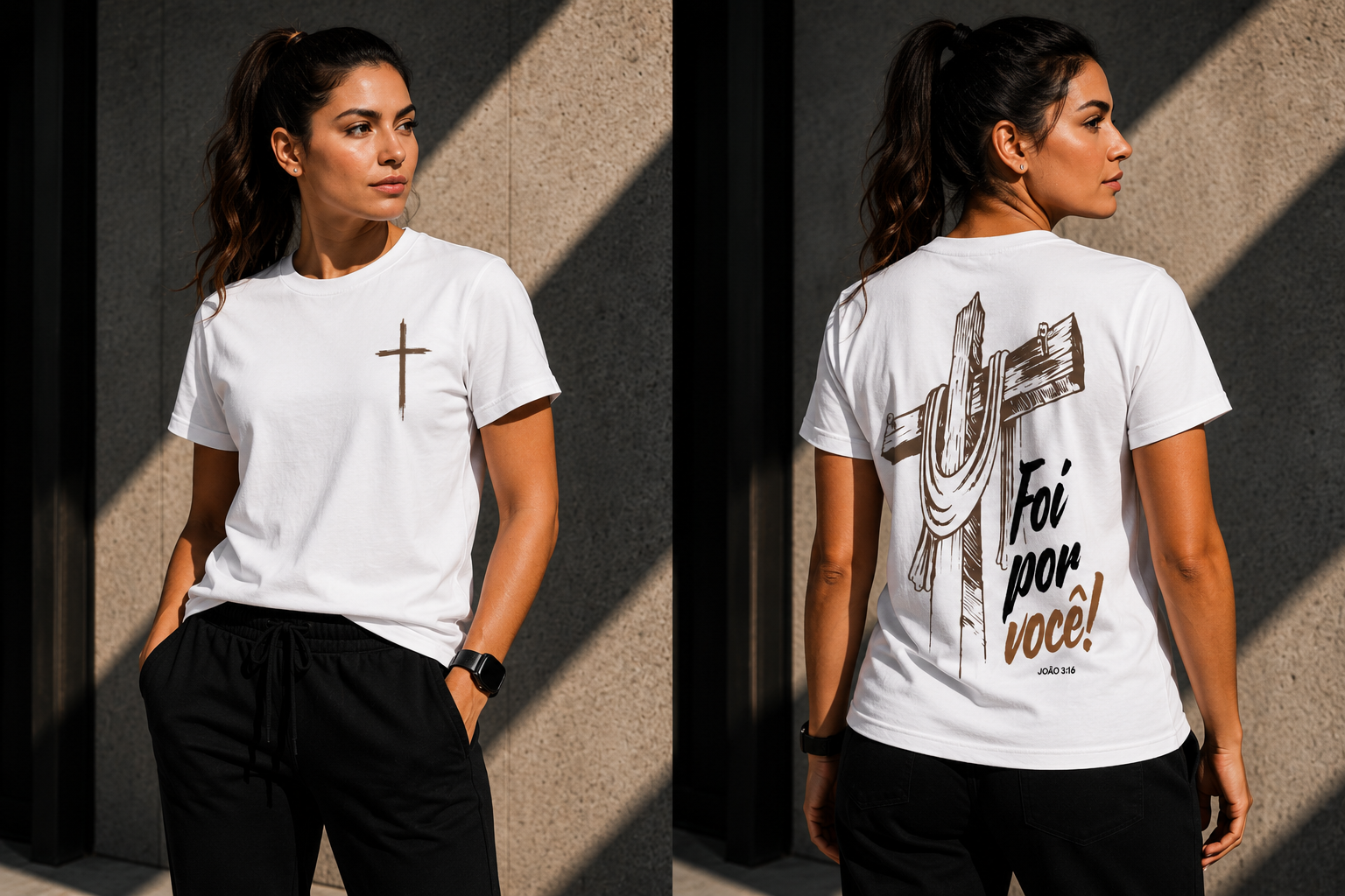 Camiseta Premium 30.1 Cristã João 3:16 "Foi Por Você"