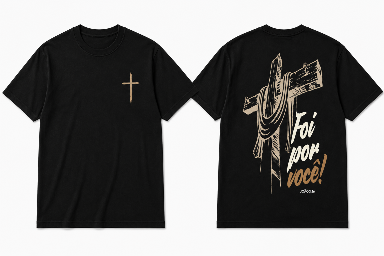 Camiseta Premium 30.1 Cristã João 3:16 "Foi Por Você"