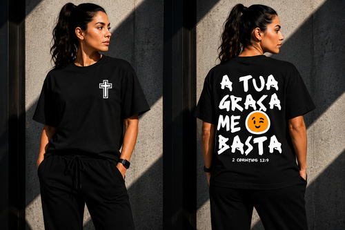 Camiseta Premium 30.1 Cristã A Tua Graça Me Basta | 2 Coríntios 12:9