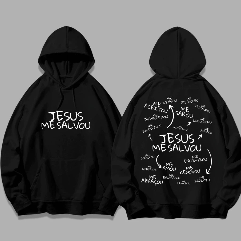 Moletom Canguru Premium Jesus Me Salvou