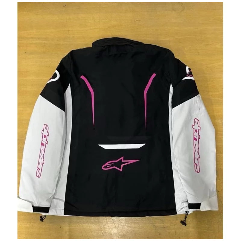 Jaqueta Alpinestars Preto Rosa com Capuz Forrada Peluciada