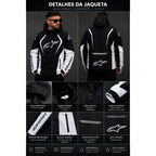 Jaqueta Alpinestars Preto e Branco com Capuz Forrada Peluciada