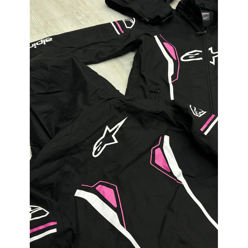 Jaqueta Alpinestars Preto Rosa com Capuz Forrada Peluciada