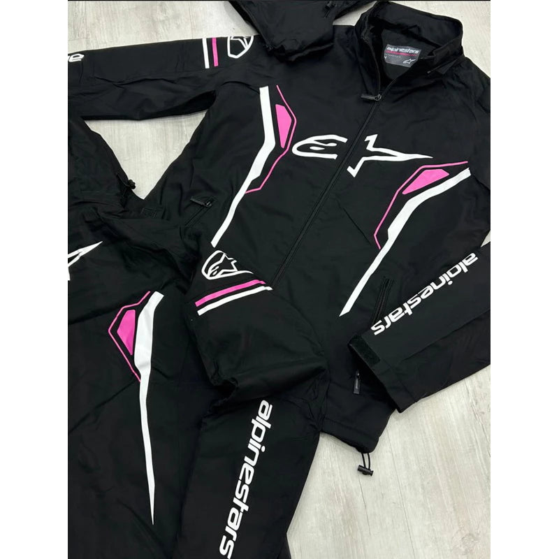 Jaqueta Alpinestars Preto Rosa com Capuz Forrada Peluciada