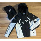 Jaqueta Alpinestars Preto e Branco com Capuz Forrada Peluciada