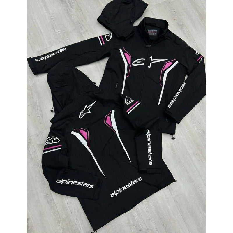 Jaqueta Alpinestars Preto Rosa com Capuz Forrada Peluciada