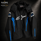 Jaqueta Alpinestars Preto e Azul com Capuz Forrada Peluciada